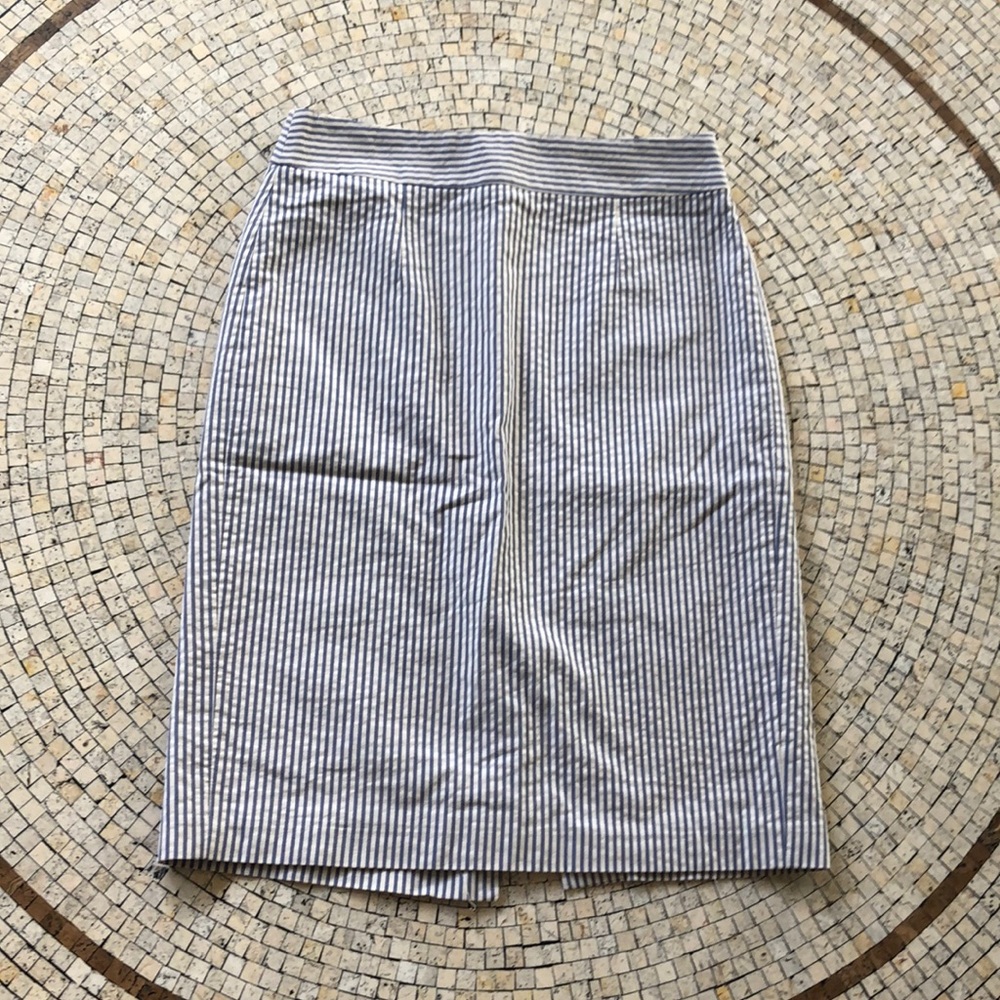 Seersucker pencil skirt
